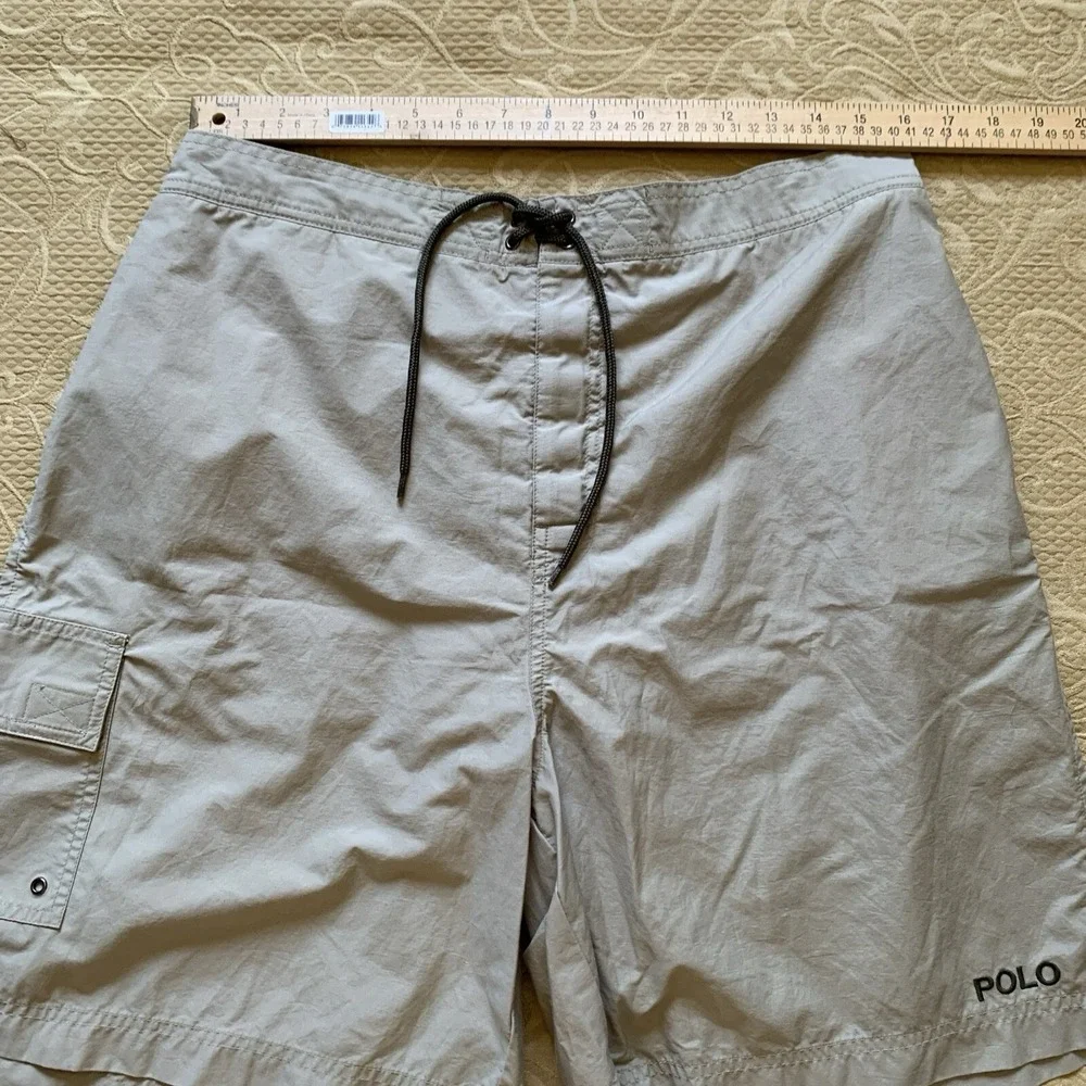 Vintage Men's Polo Sport Ralph Lauren Beige Swimming Trunks Lined Shorts Size XL
